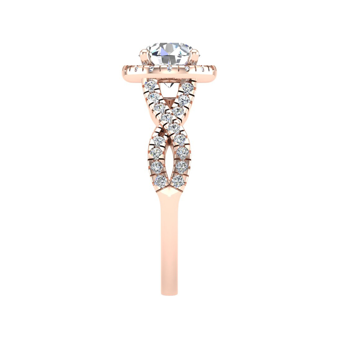 Zoey Twist style Halo Engagement Ring